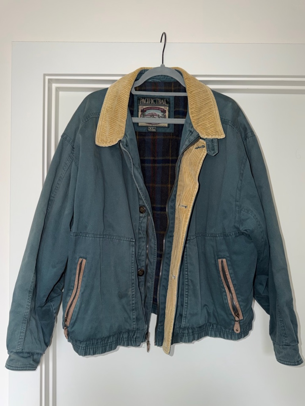 Pacific Trail Men's Teal Field Jacket with Tan Corduroy Collar